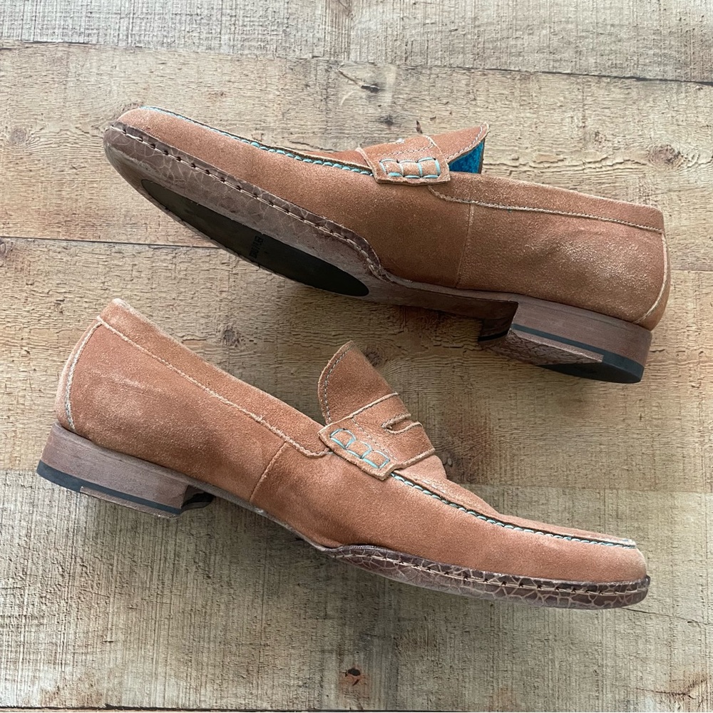 Donald J Pliner NAIM Waxy Suede Shoes with Aqua Terry Lining NEW mens 11 - Picture 3 of 11